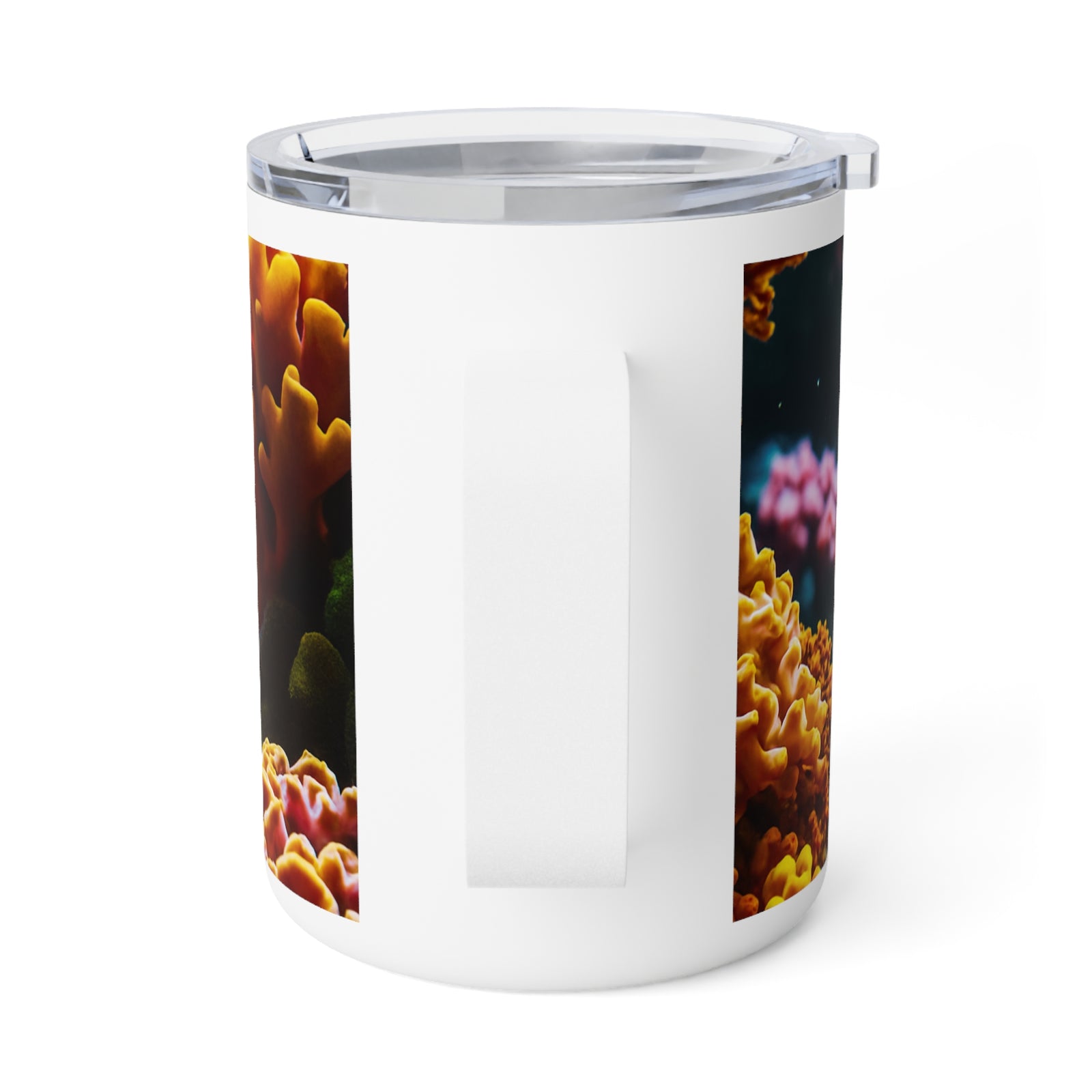 10oz Insulated Coffee Mug — Colorful Seahorses in Love