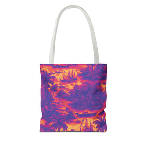 Crazy Cool Tropical Toile Tote Bag, Yellow - 3 Sizes