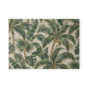 Tropical Glass Coffee Station Tray– Vintage Green Palms Mosaic