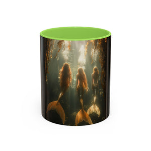 Colorful Mugs (11oz, 15oz), Three Mermaid Sisters, Black