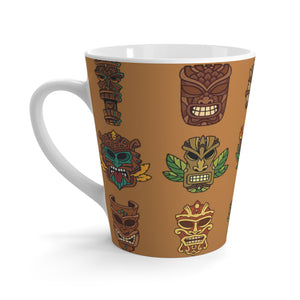 Latte White Mug - Tiny Tiki Dudes, Lt. Brown