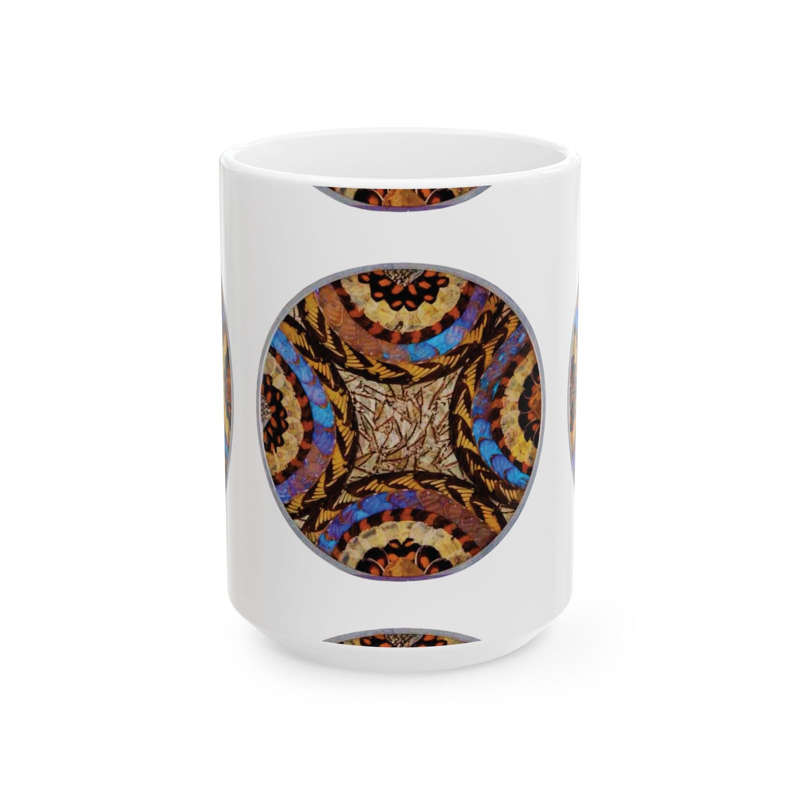 Ceramic White Mug - 11oz & 15oz, Real Butterfly Wing Plate #3