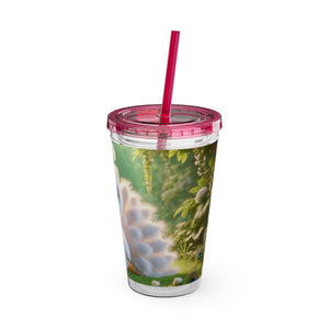 Tropical Tumbler with Straw | 16 oz: Baby White Peacock