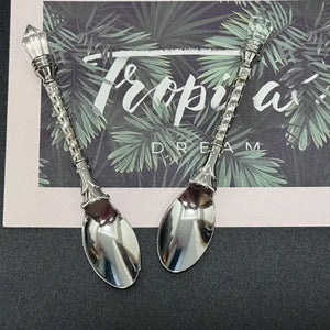 Spiral Twist Regal Spoon With Crystal Topper, 4.7" ~ Gold or Silver