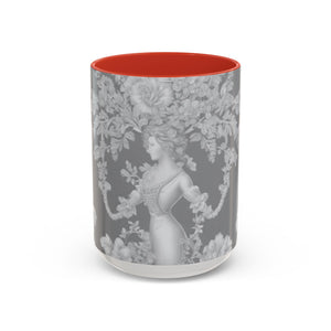 Accent Color Coffee Mug (11, 15oz), Pearl Lady Toile/Slate
