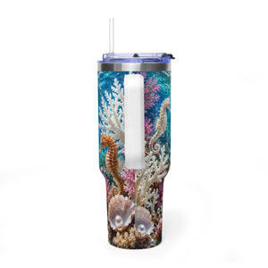 40oz Seahorse Ocean Tumbler — Vacuum Insulated Travel Mug