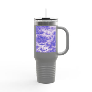 Insulated Travel Mug, 40oz / Tropical Toile, Amethyst - Perfect for Outdoor Adventures