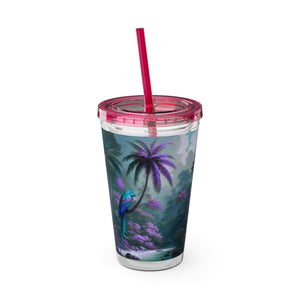 Tropical Tumbler with Straw | 16 oz: Sleeping Parrot, Fantasy
