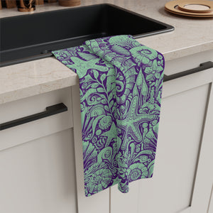 Tropical Microfiber Coffee/Tea Towel – Seahorse Trio, Mint