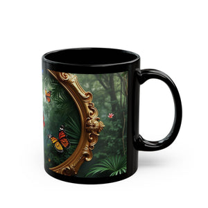 Black Coffee Mug - Framed Monarch Gathering