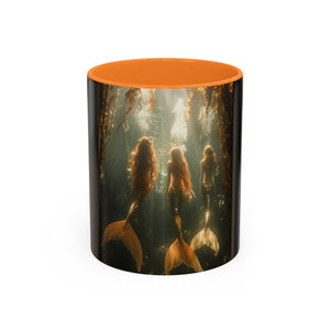 Colorful Mugs (11oz, 15oz), Three Mermaid Sisters, Black
