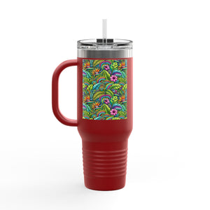 Insulated Travel Mug, 40oz / Rainforest Blooms - Perfect for Outdoor Adventures