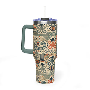 40oz Tumbler Art Deco Octopus Pattern Thermal