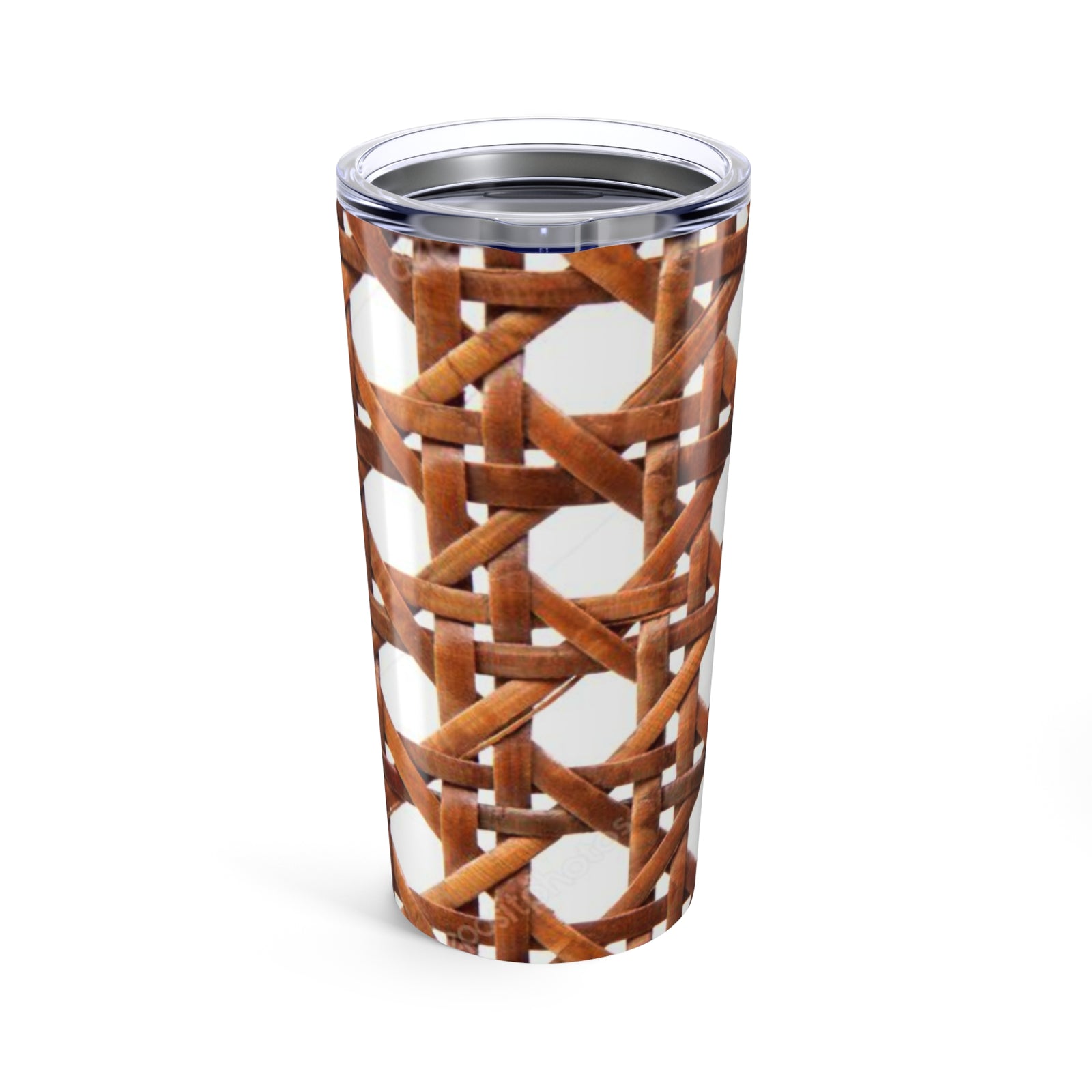 20oz Tropical Glossy Tumbler, Stainless Steel / Wicker Brown