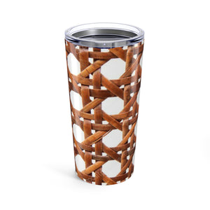 20oz Tropical Glossy Tumbler, Stainless Steel / Wicker Brown