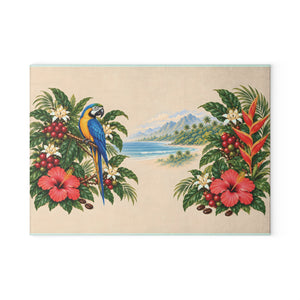 Tropical Parrot Glass Cutting Board – Hawaiian Hibiscus & Beach Kitchen Decor