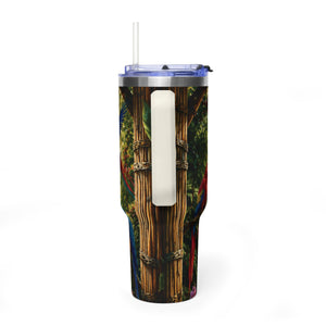 40oz Tropical Parrot Vacuum Tumbler – Insulated Travel Mug