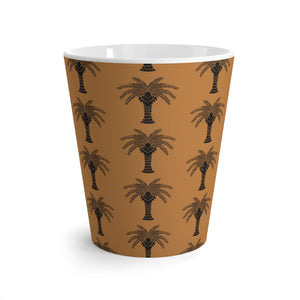 Latte White Mug - Perfect for Coffee Enthusiasts / Art Deco Stylish Palm, light brown