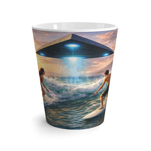 Latte White Mug - UFO and Surfers