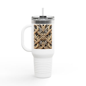 Insulated Travel Mug, 40oz / Beach Wicker - Perfect for Outdoor Adventures