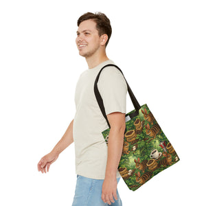 Tropical Rabbits & UFOs Tote Bag, Black - 3 Sizes