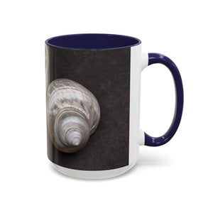 Accent Color Coffee Mug (11, 15oz), 8 Colors - White Nautilus Trio/Black, Large
