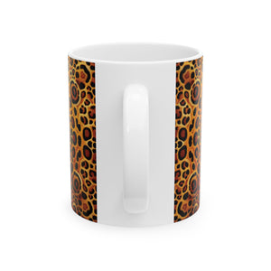 White Ceramic Mug — Bold Leopard Hiidden Pattern Coffee Cup (11oz & 15oz)