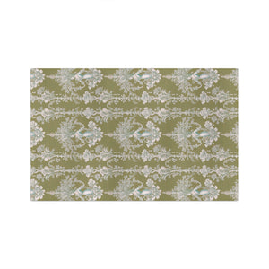 Tropical Microfiber Coffee/Tea Towel ~ Vintage Damask, Pearl Lady Olive Green