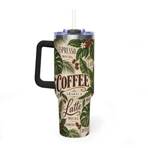 40oz Coffee Tumbler — Tropical Coffee Leaf Vacuum Insulated Cup