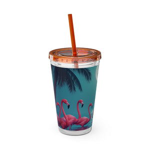 Tropical Tumbler with Straw | 16 oz: Moonlit Mermaid and Flamingos