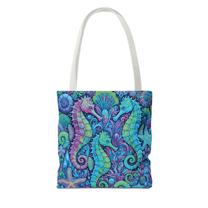 Seahorse Trio Tote Bag, Turquoise Pop - 3 Sizes