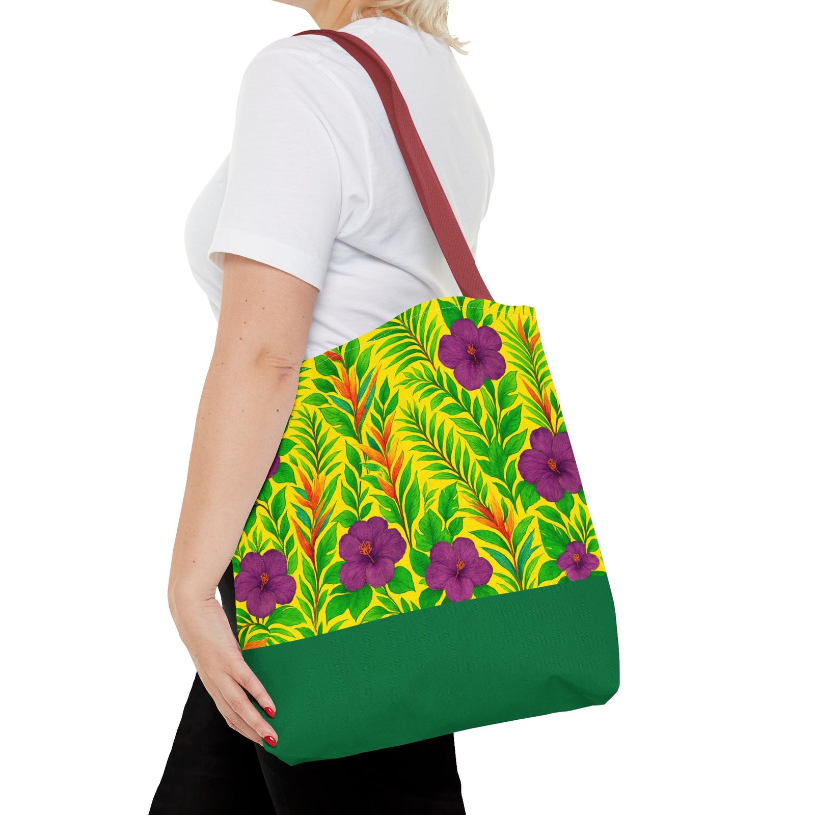 Midnight Flower Lime Tote Bag - 3 Sizes