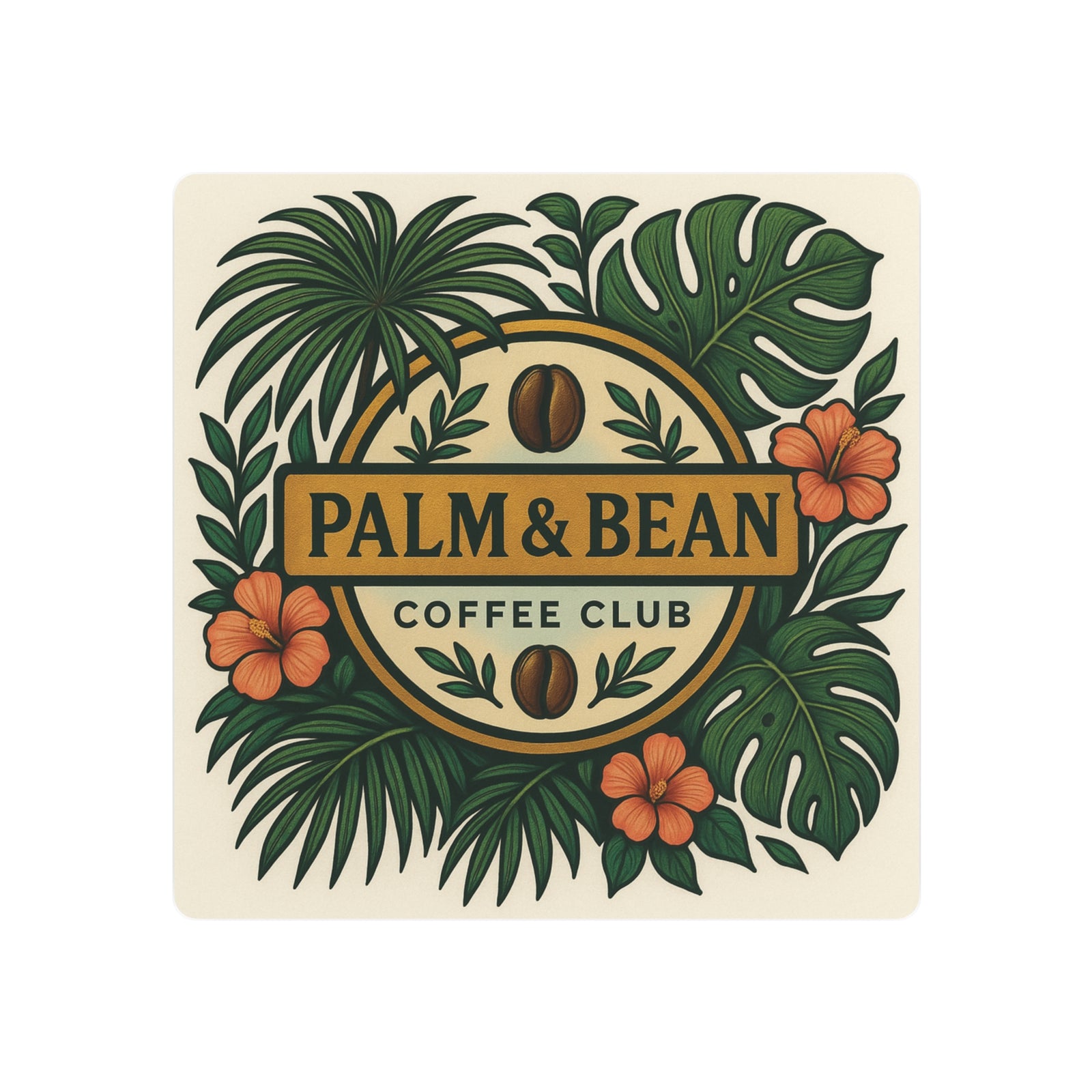 Metal Art Sign/Wall Art - Palm & Bean Coffee Club Logo