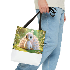 Baby White Peacock/White Trio Tote Bag - 3 Sizes