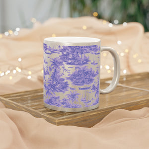 Tropical Metallic Mug, Gold or Silver - Tropical Trip Toile, Purple