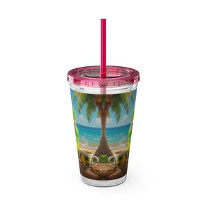 Tropical Tumbler with Straw | 16oz: Lulu the Parrot