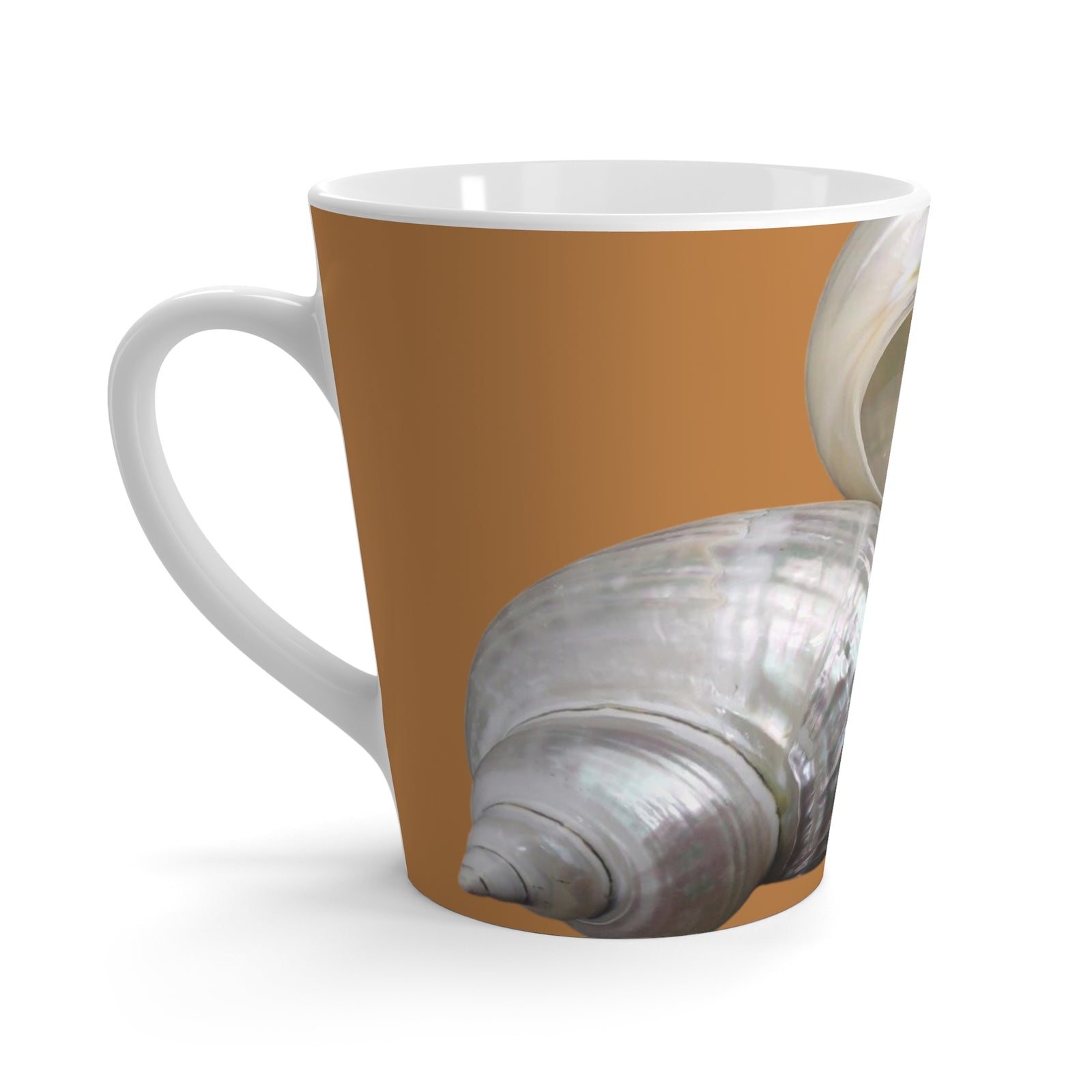 Latte White Mug - Perfect for Coffee Enthusiasts / Lustrous Seashell Trio, Light Brown