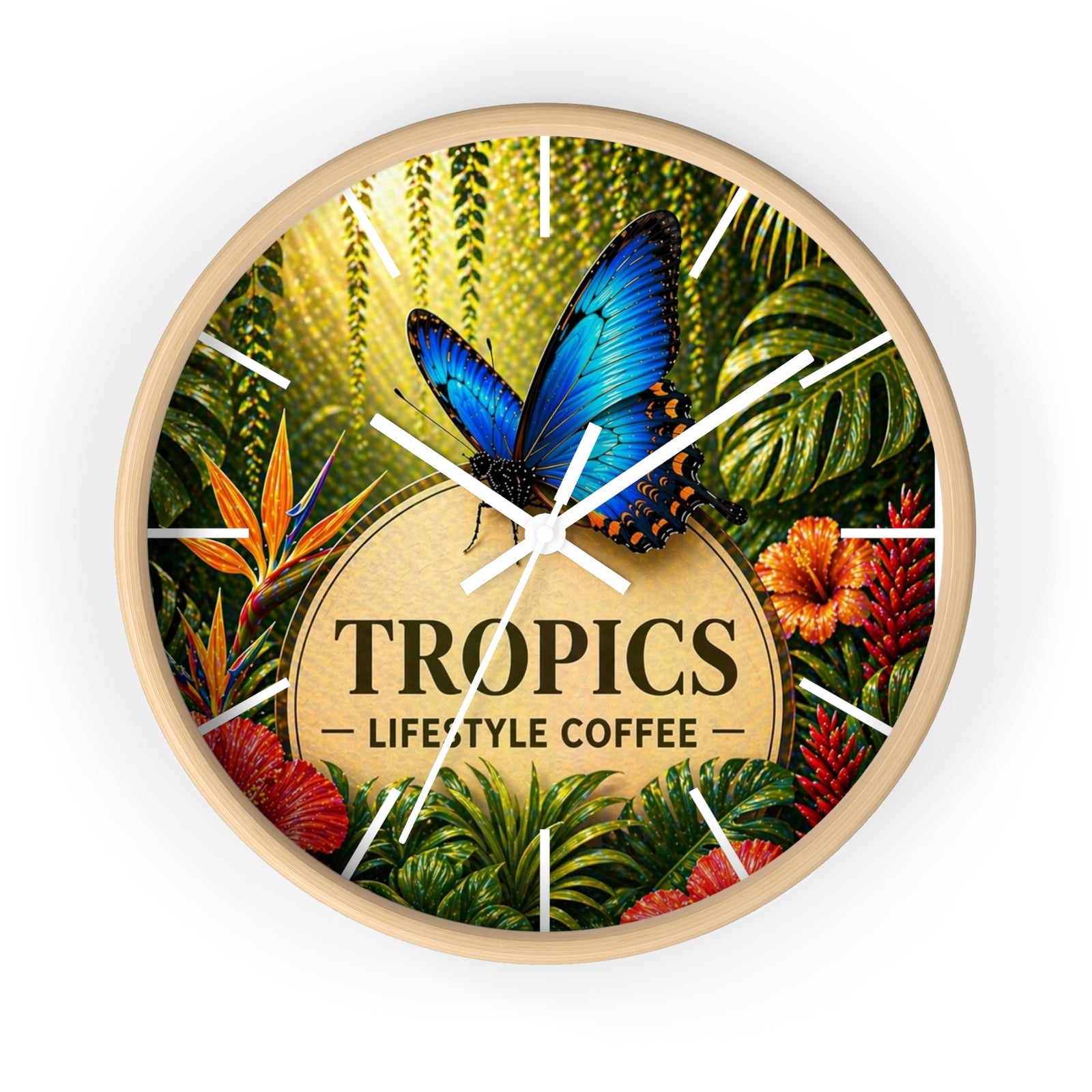 Tropical Forest Wall Clock — Colorful Parrots & Lush Jungle Art
