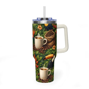 40oz Thermal ~ Tropical Coffee Lover Parrots