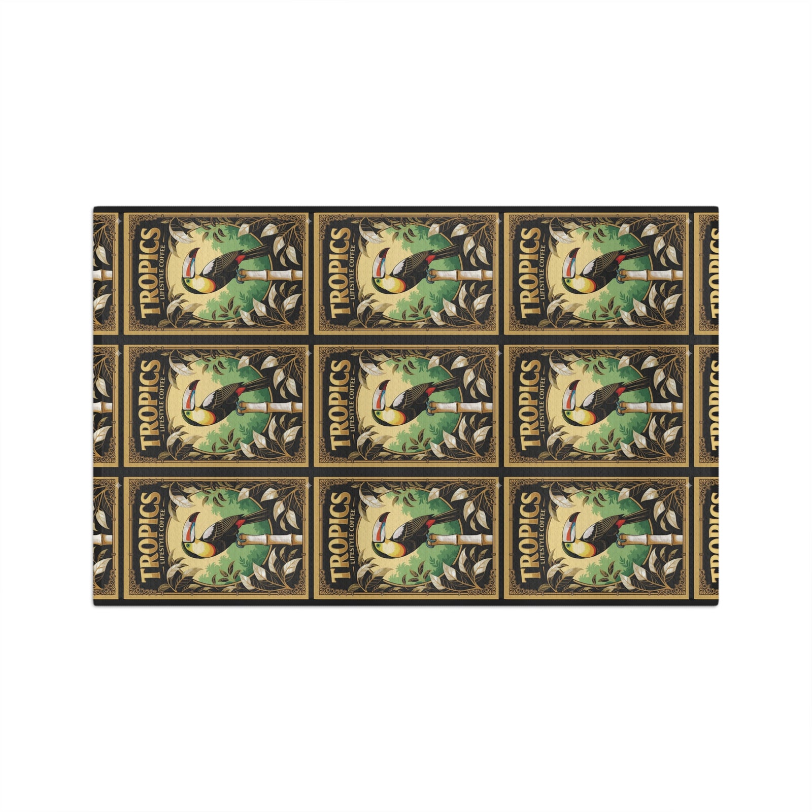 Tropical Microfiber Coffee/Tea Towel – Vintage Logo Botanical Toucan