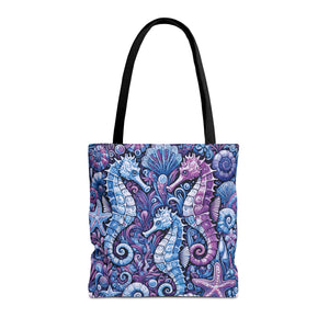 Seahorse Trio Tote Bag, Blue - 3 Sizes