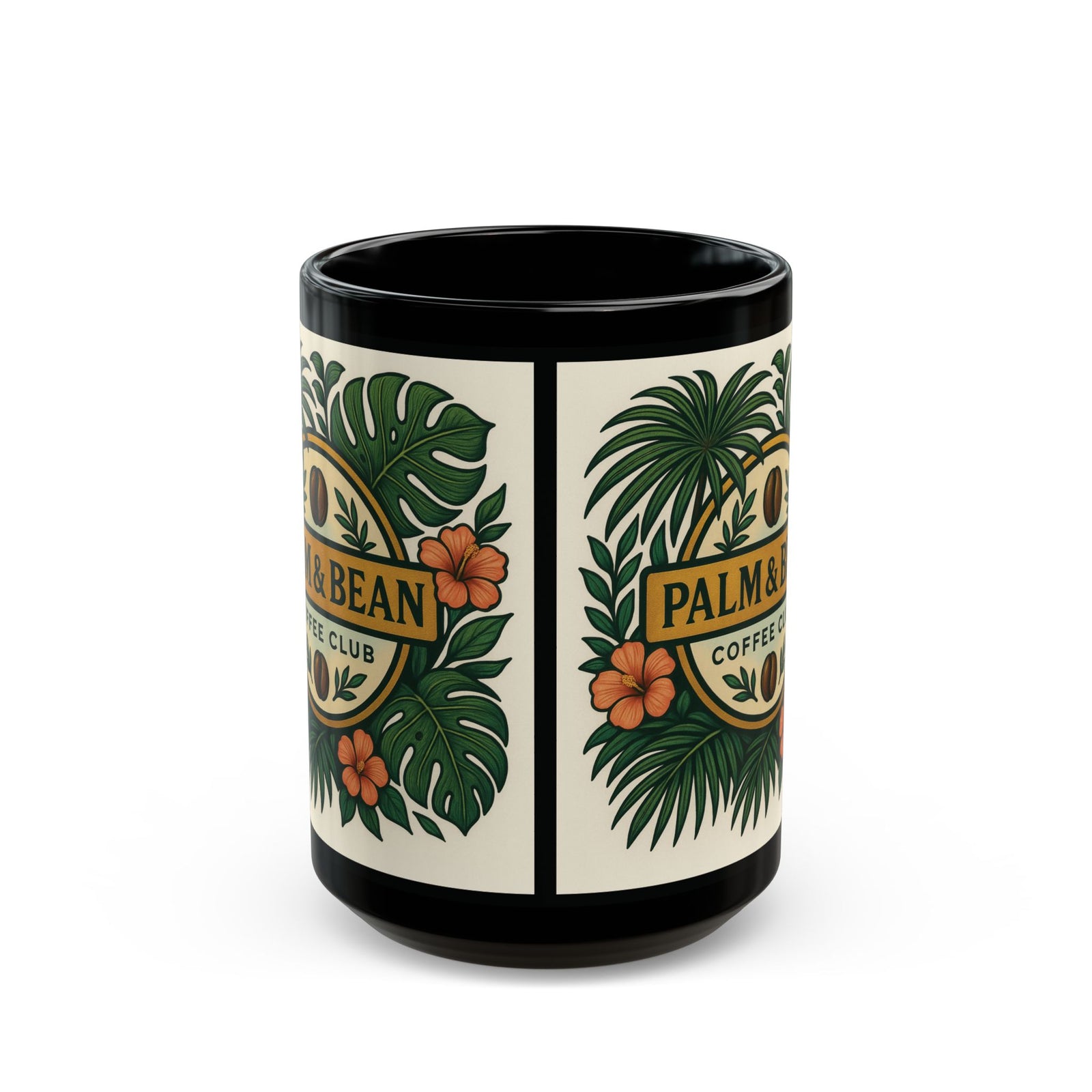 Black Coffee Mug - Palm & Bean Coffee Cub