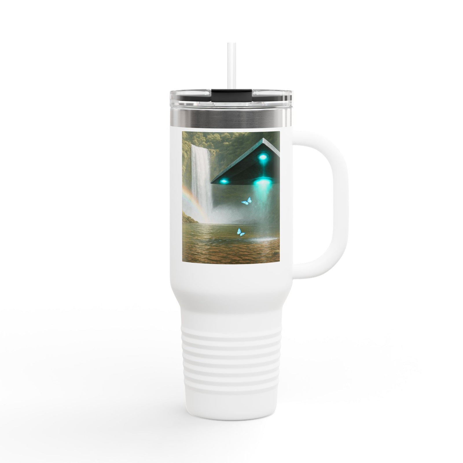 Insulated Travel Mug, 40oz / UFO & Waterfall