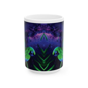 Ceramic White Mug - 11oz & 15oz, Galatic Parrots