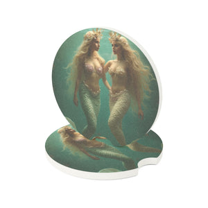Soapstone Car Coaster - Two Mermaids