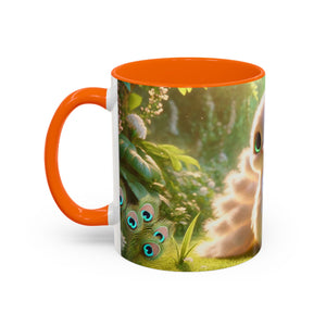 Accent Coffee Mug (11, 15oz), 8 Colors - Baby White Peacock