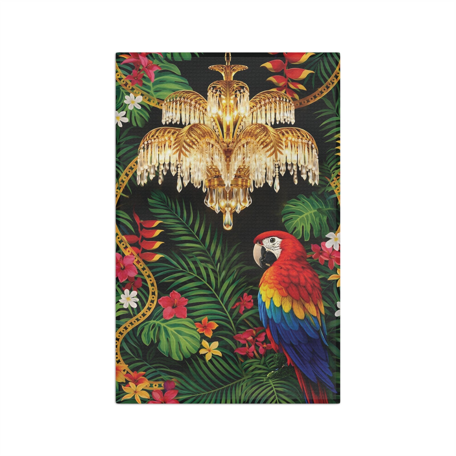 Coffee & Tea Kitchen Towel — Hollywood Regency Parrot, Microfiber