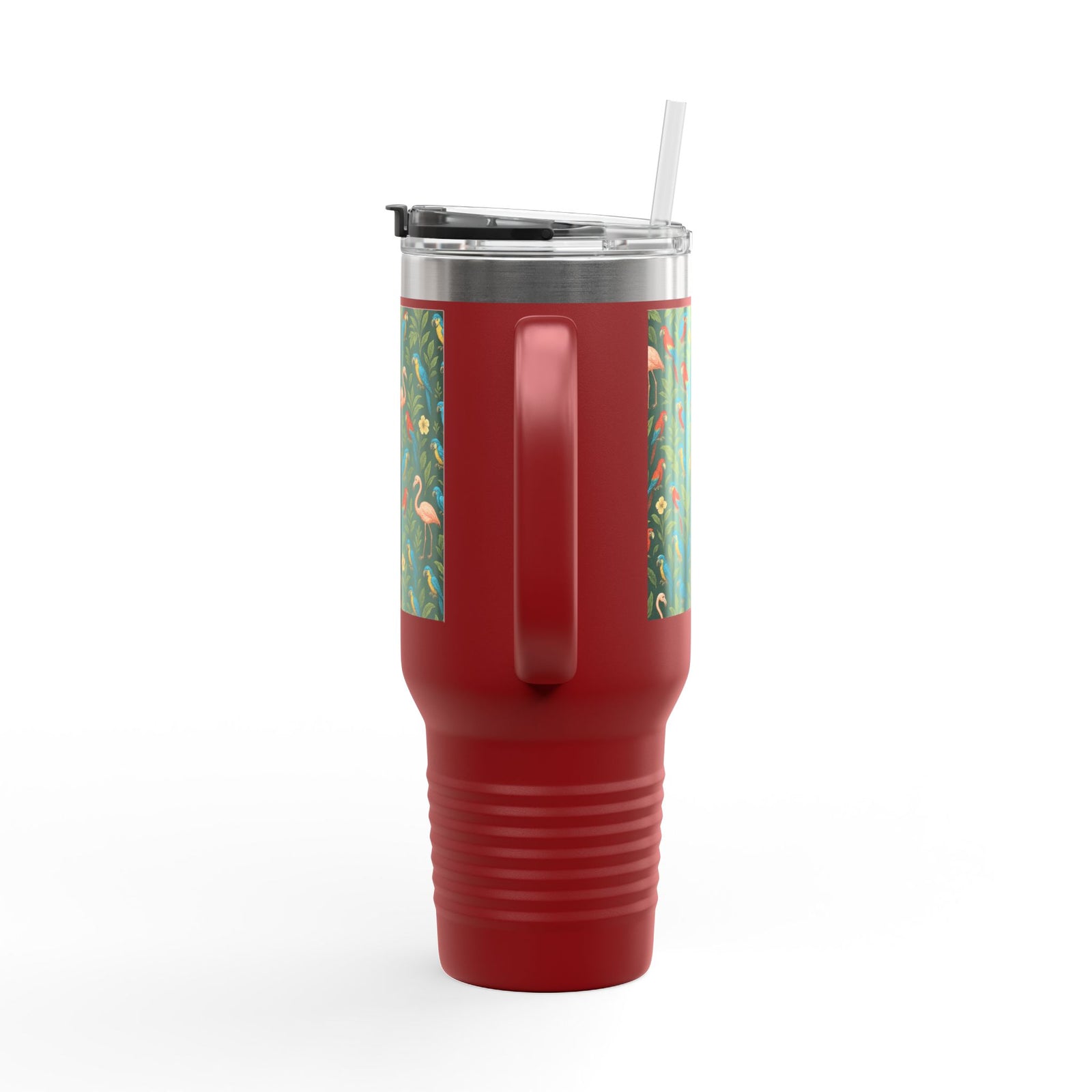 nsulated Travel Mug - 40oz - Perfect for Outdoor Adventures / Flamingos and Parrots