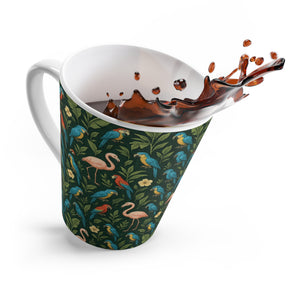 Latte White Mug - Flamingos and Parrots