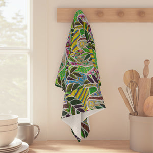 Tropical Microfiber Coffee/Tea Towel ~ Botanical Amazon Whimsy